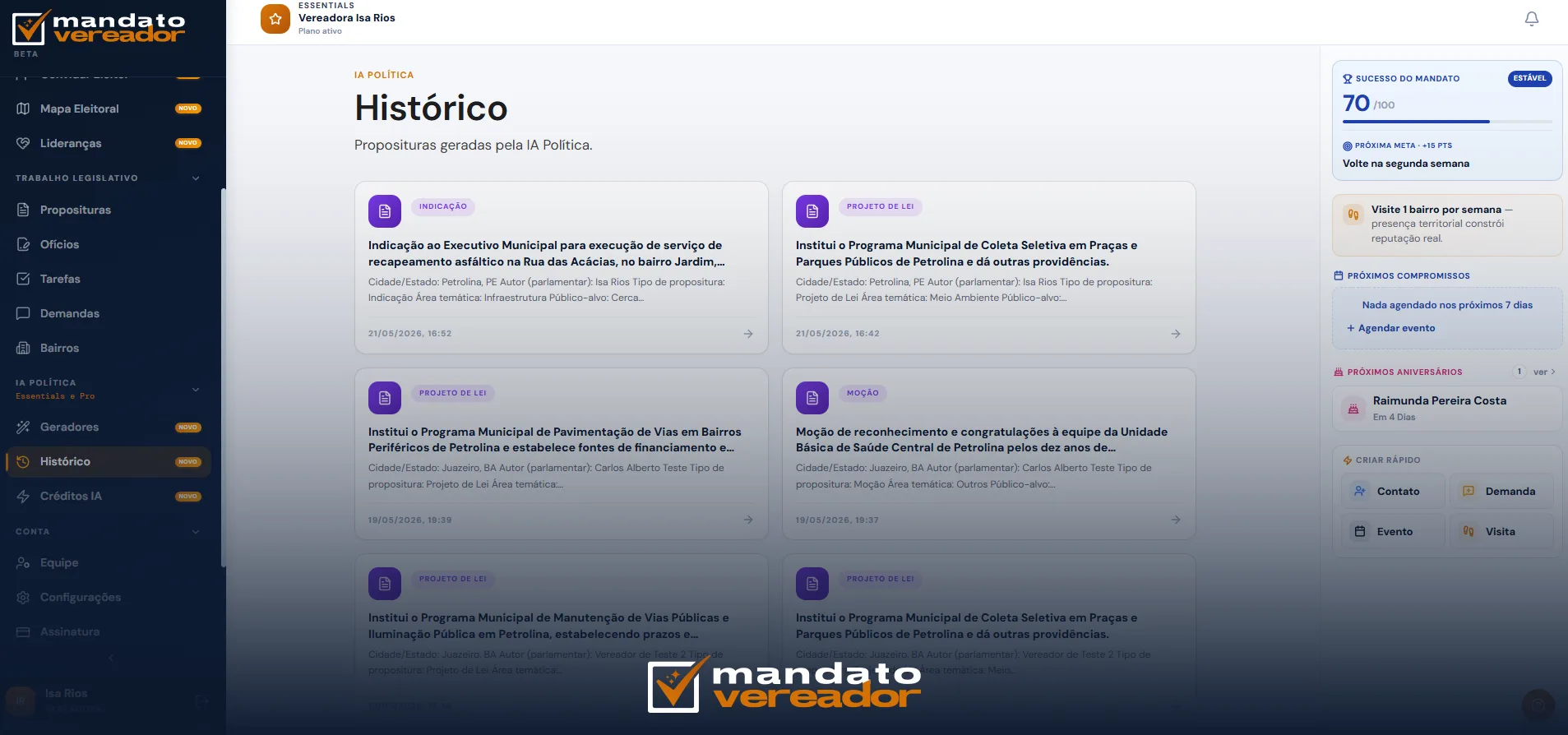 Histórico legislativo