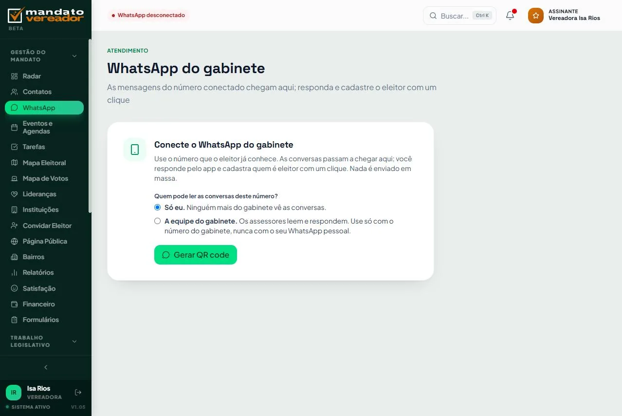 WhatsApp do gabinete